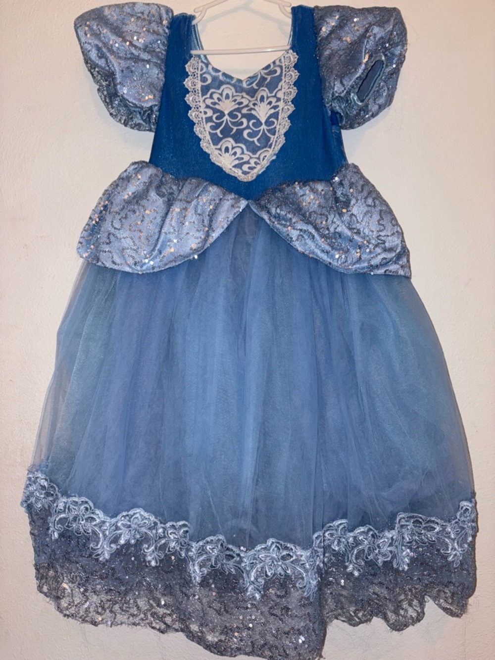 Girls Blue Sparkle Princess Costume Dress Ball Gown size small
